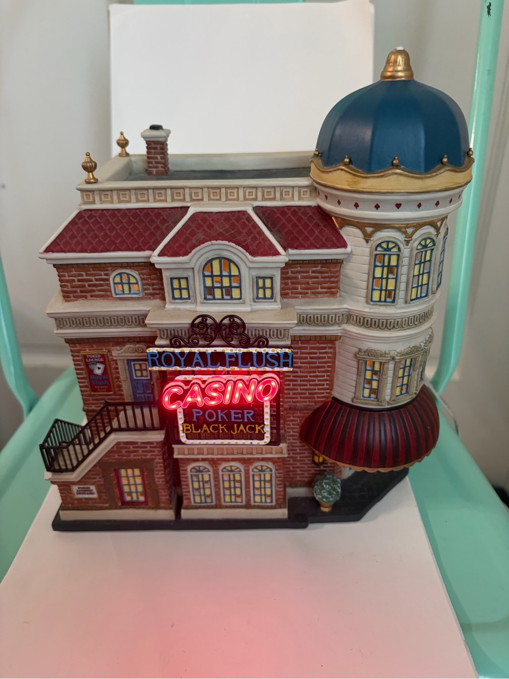 Department 56 Christmas Village Royal Flush Casino with Lights